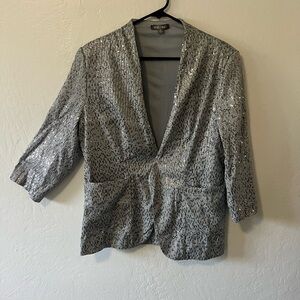 Roz & Ali Silver Sequin Blazer